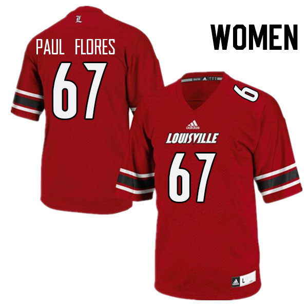 Women #67 John Paul Flores Louisville Cardinals College Football Jerseys Stitched Sale-Red
